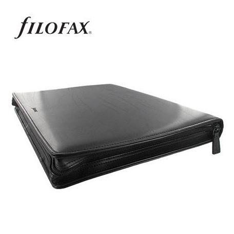 FILOFAX Kalendárium, gyűrűs, betétlapokkal, A5, FILOFAX "Metropol", cipzárral fekete