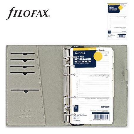FILOFAX Kalendárium, gyűrűs, betétlapokkal, personal méret, FILOFAX, "Domino", fekete