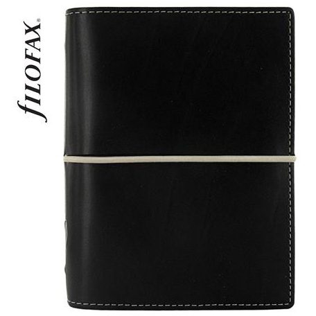 FILOFAX Kalendárium, gyűrűs, betétlapokkal, pocket méret, FILOFAX, "Domino", fekete