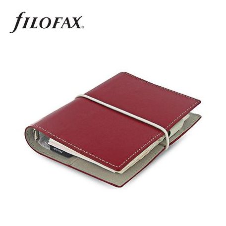 FILOFAX Kalendárium, gyűrűs, betétlapokkal, pocket méret, FILOFAX, "Domino", piros