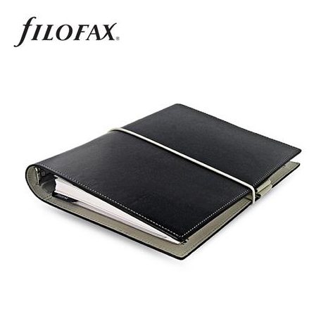 FILOFAX Kalendárium, gyűrűs, betétlapokkal, A5 méret, FILOFAX, "Domino", fekete