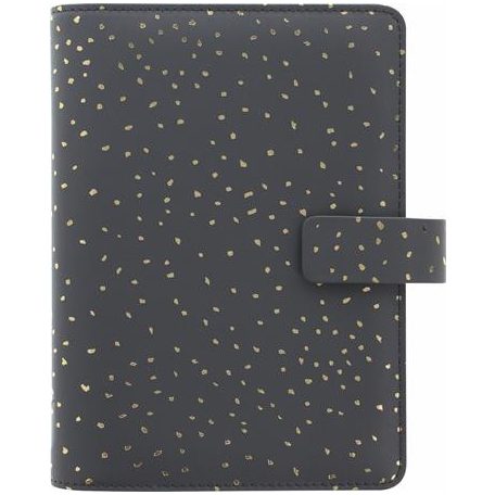 FILOFAX Kalendárium, gyűrűs, betétlapokkal, pocket méret, FILOFAX, "Confetti", fekete
