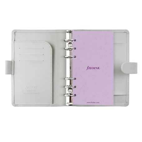 FILOFAX Kalendárium, gyűrűs, betétlapokkal, personal méret, FILOFAX "Saffiano", gránit