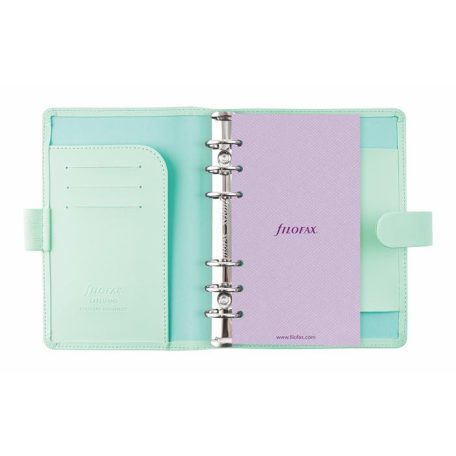 FILOFAX Kalendárium, gyűrűs, betétlapokkal, personal méret, FILOFAX "Saffiano", menta