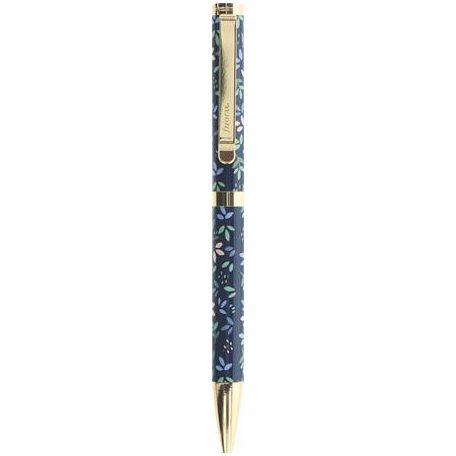 FILOFAX Golyóstoll, 1,0 mm, arany színű klip, sötétkék tolltest, FILOFAX "Garden", fekete