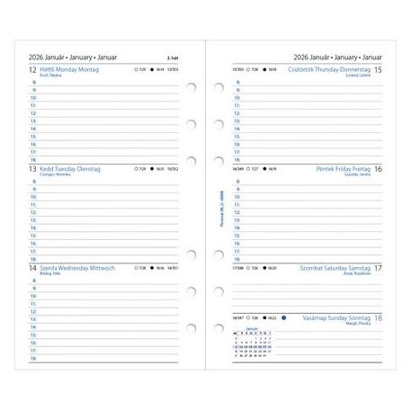 FILOFAX Kalendárium betét, tervező, heti, personal (M) méret, FILOFAX, 2027