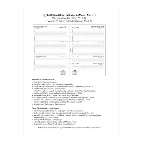 FILOFAX Kalendárium betét, tervező, heti, A5 (L), FILOFAX, 2026