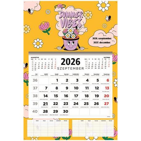 TOPTIMER Naptár, fali, diák, 2026/2027 tanév, TOPTIMER, "Summer"