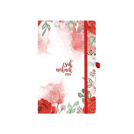 TOPTIMER Naptár, tervező, A5, heti, TOPTIMER, "Csak Nőknek", piros virág