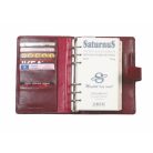 SATURNUS Kalendárium, gyűrűs, betétlapokkal, "L", marhabőr, SATURNUS, "212", fekete