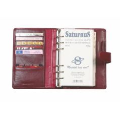   SATURNUS Kalendárium, gyűrűs, betétlapokkal, "L", marhabőr, SATURNUS, "212", fekete