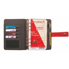   SATURNUS Kalendárium, gyűrűs, betétlapokkal, "L", műbőr, SATURNUS, "426", szürke-piros