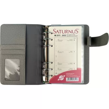 SATURNUS Kalendárium, gyűrűs, betétlapokkal, "L", műbőr, SATURNUS, "229", szürke-kék