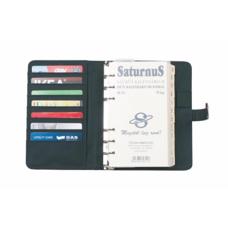 SATURNUS Kalendárium, gyűrűs, betétlapokkal, "L", műbőr, SATURNUS, "437", fekete