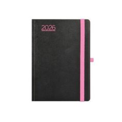   TOPTIMER Naptár, tervező, A5, heti, TOPTIMER, "Nero", fekete-pink