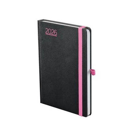 TOPTIMER Naptár, tervező, A5, heti, TOPTIMER, "Nero", fekete-pink