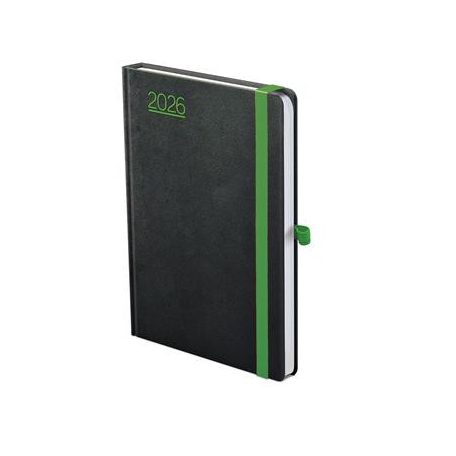 TOPTIMER Naptár, tervező, A5, heti, TOPTIMER, "Nero", fekete-zöld