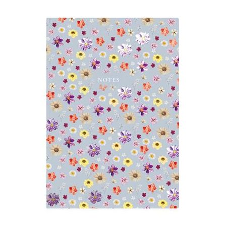 TOPTIMER Jegyzetfüzet, A5, vonalas, 96 lap, TOPTIMER "Notes", kék virágos