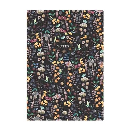 TOPTIMER Jegyzetfüzet, A5, vonalas, 96 lap, TOPTIMER "Notes", fekete virágos