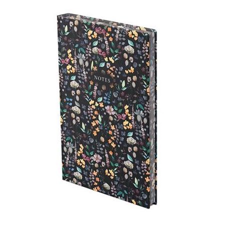 TOPTIMER Jegyzetfüzet, A5, vonalas, 96 lap, TOPTIMER "Notes", fekete virágos