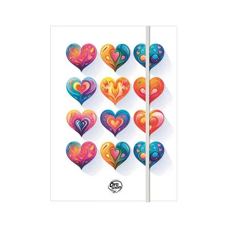 OPTISCHOOL Gumis mappa, karton, A4, OPTISCHOOL "Love"