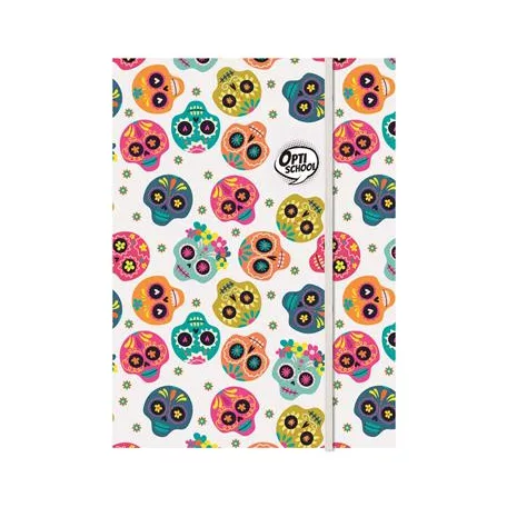 OPTISCHOOL Gumis mappa, karton, A4, OPTISCHOOL "Skull"