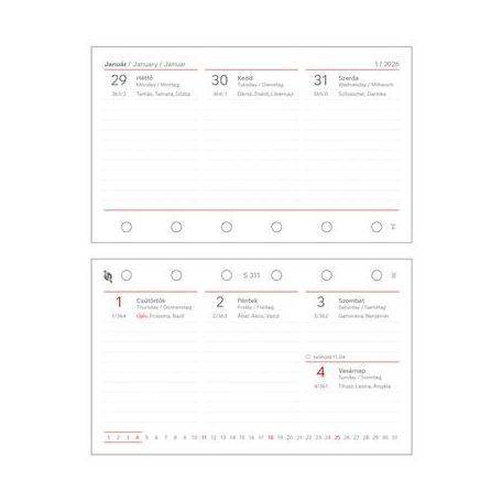 SATURNUS Kalendárium betét, tervező, heti, "S", SATURNUS, fehér 2026