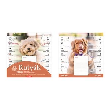 TOPTIMER Naptár, fali, mágneses, kétheti, TOPTIMER, kutyák