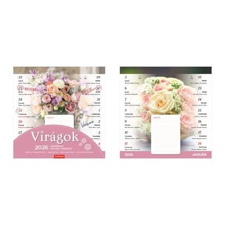 TOPTIMER Naptár, fali, mágneses, kétheti, TOPTIMER, virágok