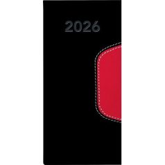   DAYLINER Zsebnaptár, fekvő elrendezésű, DAYLINER, "Memphis", fekete-piros