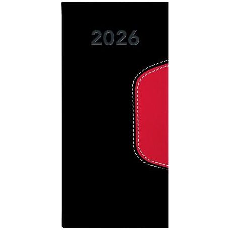 DAYLINER Zsebnaptár, fekvő elrendezésű, DAYLINER, "Memphis", fekete-piros