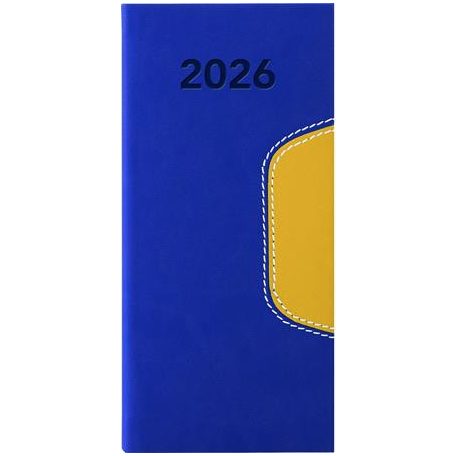 DAYLINER Zsebnaptár, fekvő elrendezésű, DAYLINER, "Memphis", kék-sárga