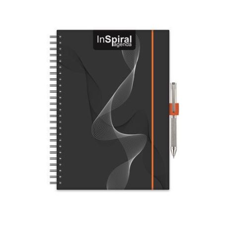 DAYLINER Naptár, tervező, A5, heti, DAYLINER, "InSpiral", fekete-narancs