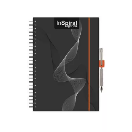 DAYLINER Naptár, tervező, A5, heti, DAYLINER, "InSpiral", fekete-narancs