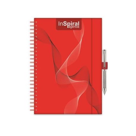 DAYLINER Naptár, tervező, A5, heti, DAYLINER, "InSpiral", piros-piros