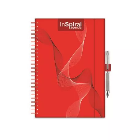 DAYLINER Naptár, tervező, A5, heti, DAYLINER, "InSpiral", piros-piros