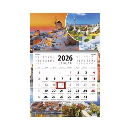 TOPTIMER Naptár, speditőr, három hónapos, egy tömbös, TOPTIMER, "Városok"