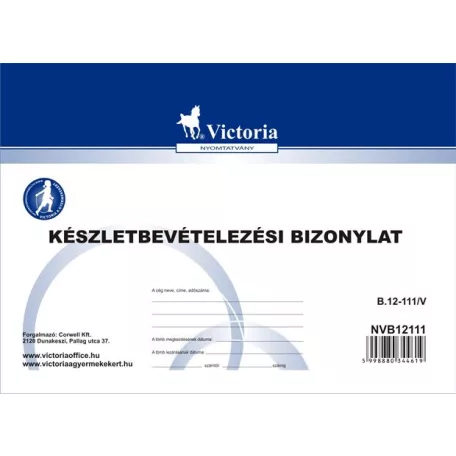 VICTORIA PAPER Nyomtatvány, készletbevételezési bizonylat, 25x4, A5, VICTORIA PAPER "B.12-111", 10 tömb/csomag