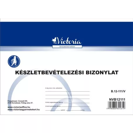 VICTORIA PAPER Nyomtatvány, készletbevételezési bizonylat, 25x4, A5, VICTORIA PAPER "B.12-111", 10 tömb/csomag