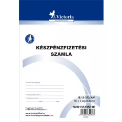   VICTORIA PAPER Nyomtatvány, készpénzfizetési számlatömb, egy ÁFÁs, 50x3, A5, VICTORIA PAPER, "B.13-373", 10 tömb/csomag