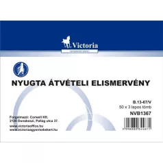   VICTORIA PAPER Nyomtatvány, nyugta átvételi elismervény, 50x3, A6, VICTORIA PAPER "B.13-67", 10 tömb/csomag