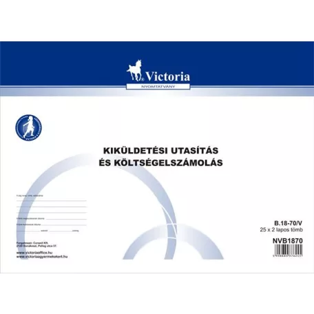 VICTORIA PAPER Nyomtatvány, kiküldetési utasítás és költségelszámolás, 25x2, A4, VICTORIA PAPER "B.18-70", 10 tömb/csomag