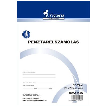 VICTORIA PAPER Nyomtatvány, pénztárelszámolás, 25x2, A5, VICTORIA PAPER "DF-200/d", 10 tömb/csomag