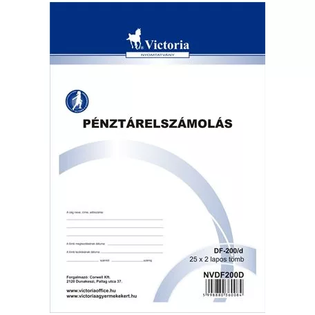 VICTORIA PAPER Nyomtatvány, pénztárelszámolás, 25x2, A5, VICTORIA PAPER "DF-200/d", 10 tömb/csomag