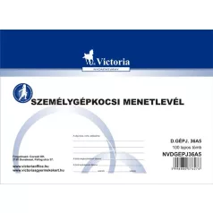   VICTORIA PAPER Nyomtatvány, menetlevél, személygépkocsi, 100 lap, A5, fekvő, VICTORIA PAPER, "D.GÉPJ.36.", 10 tömb/csomag