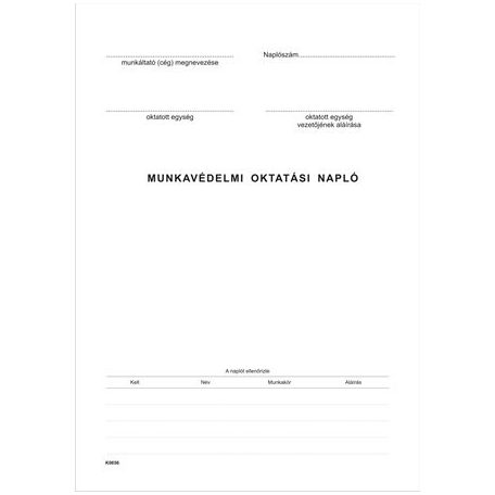 VICTORIA PAPER Nyomtatvány, munkavédelmi oktatási napló, 40 oldal, A4, VICTORIA PAPER, 10 tömb/csomag
