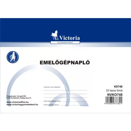 VICTORIA PAPER Nyomtatvány, emelőgépnapló, 25 lap, A5, VICTORIA PAPER, 20 tömb/csomag