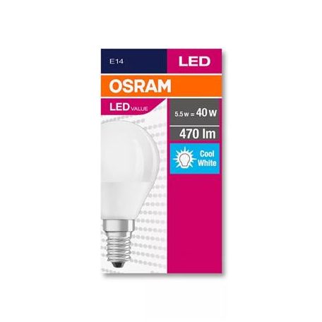 OSRAM LED izzó, E14, kisgömb, P45, 5,7W, 470lm, 4000K (HF), OSRAM "Value"