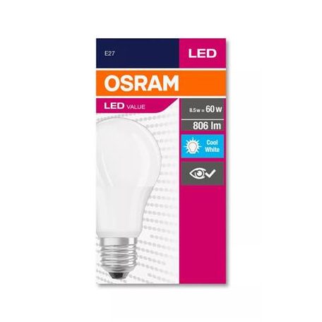 OSRAM LED izzó, E27, gömb, A60, 8,5W, 806lm, 4000K (HF), OSRAM "Value"