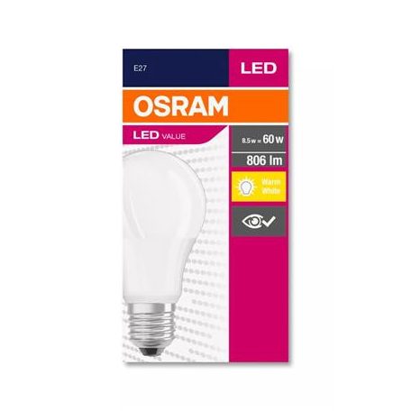 OSRAM LED izzó, E27, gömb, A60, 8,5W, 806lm, 2700K (MF), OSRAM "Value"